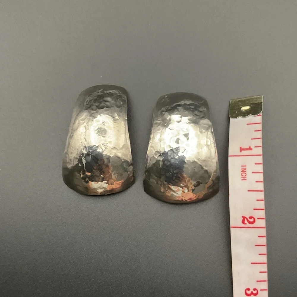 Unique Hammered Metal Clip On Earrings
